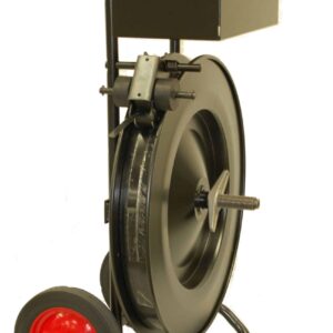 Premium Strapping Dispenser w/Troller - Oscillated Wound Strapping - Core I.D. 16" only / Face Width 3"-6" / 10" Tires