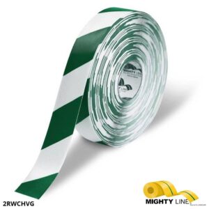 Mighty Line 2" White Tape with Green Chevrons - 100' Roll