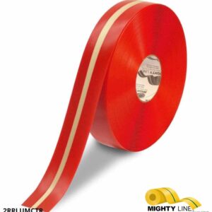 Mighty Line 2" Red with Glowing Center Line Floor Tape, 100' Roll