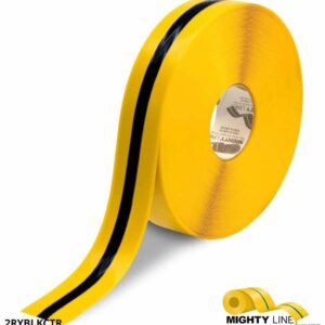 Mighty Line 2" Yellow Tape with Black Center Line - 100' Roll