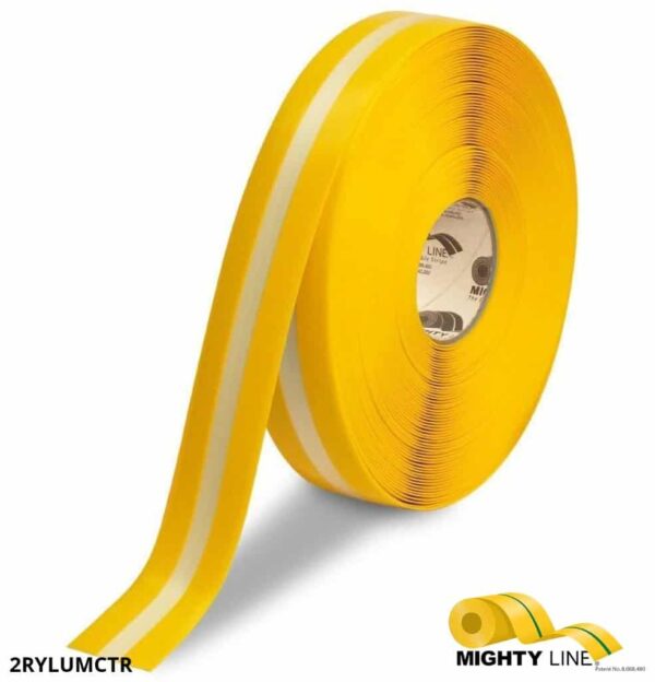 Mighty Line 2" Yellow MightyGlow with Luminescent Center Line - 100' Roll