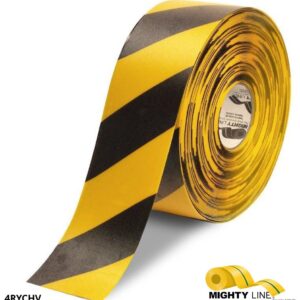 Mighty Line 4" Yellow Tape with Black Chevrons - 100' Roll