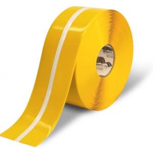 Mighty Line 4" Yellow MightyGlow with Luminescent Center Line - 100' Roll