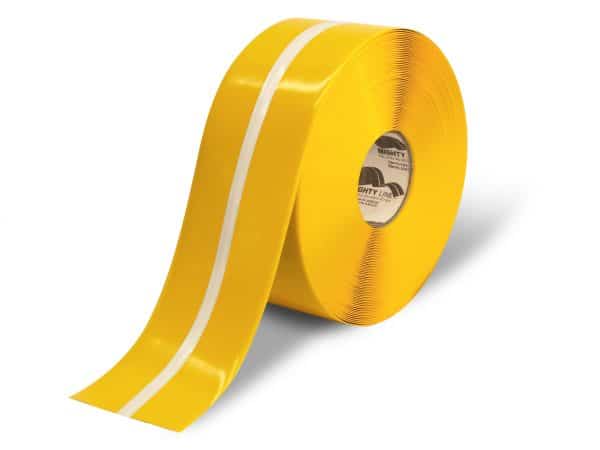 Mighty Line 4" Yellow MightyGlow with Luminescent Center Line - 100' Roll