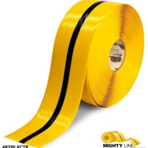 Mighty Line 4" Yellow Tape with Black Center Line - 100' Roll