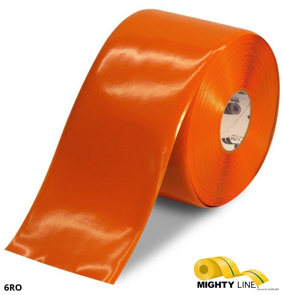 Mighty Line 6" ORANGE Solid Color Tape - 100' Roll