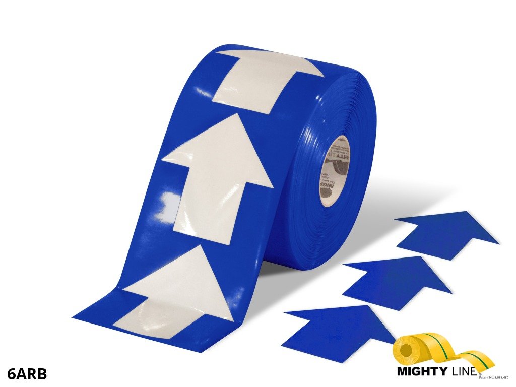 Mighty Line 4" Blue Arrow Pop Out Tape, 100' Roll